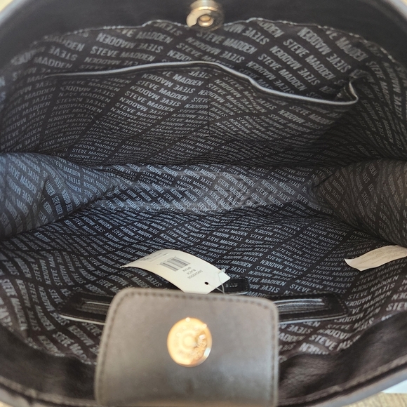 Steve Madden Structured FAUX leather Lined Tote,Black Womens OS - Picture 14 of 14